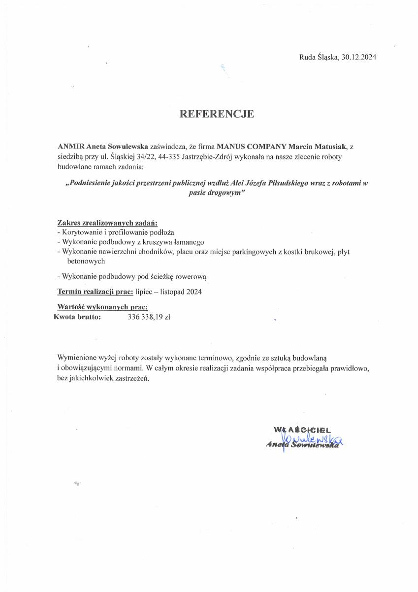 Referencje 2024 Anmir – ul. Piłsudskiego i Katowicka